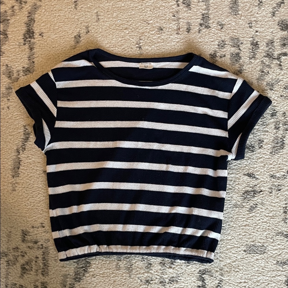 Abercrombie Kids Navy and White Striped Top